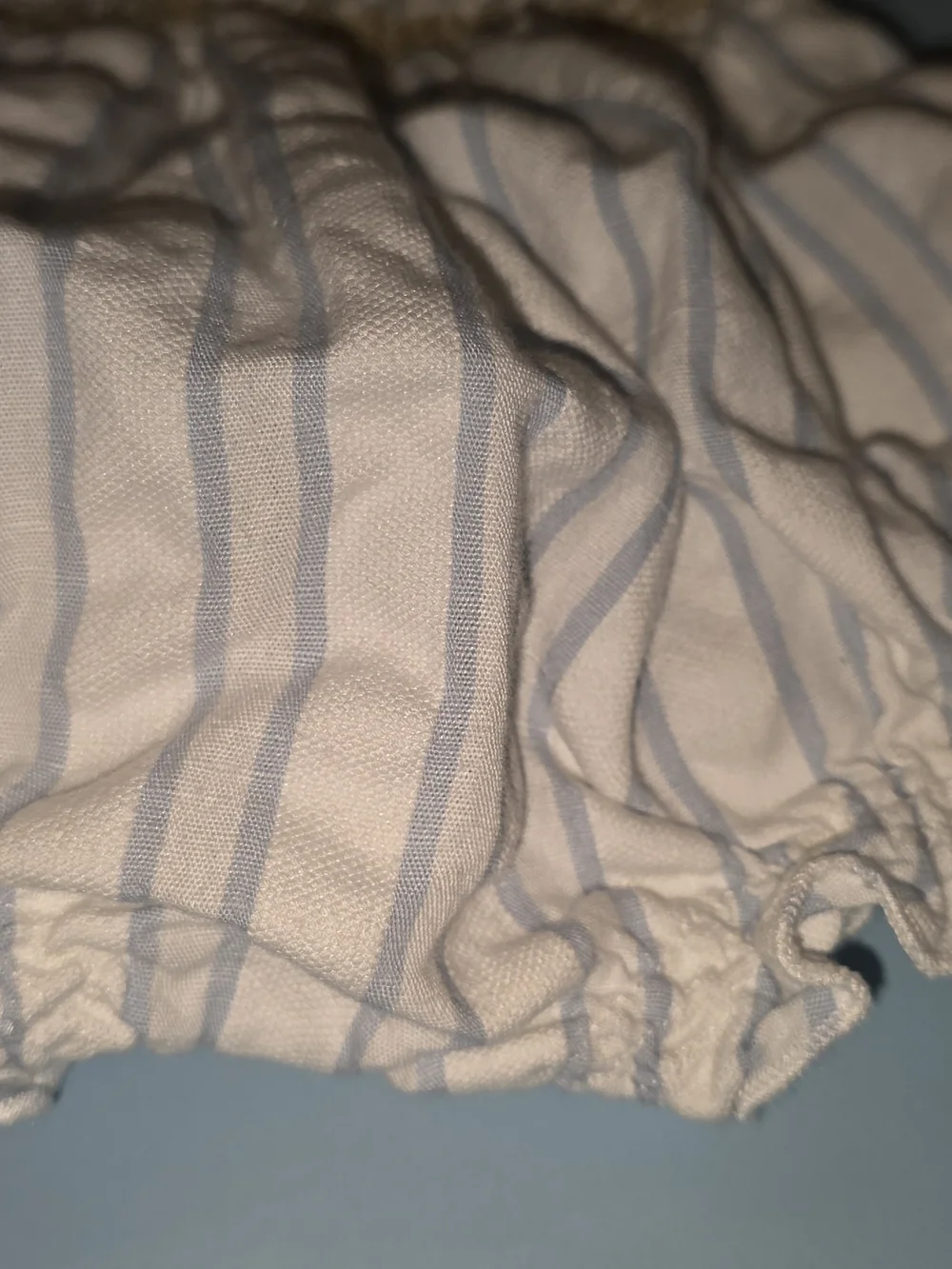 LIILU Striped Smocked Baby One-Piece Romper in White and Light Blue 6 Months